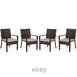 4 Piece Set Garden Patio Furniture Outdoor Rattan Effect Wicker Chairs withCushion