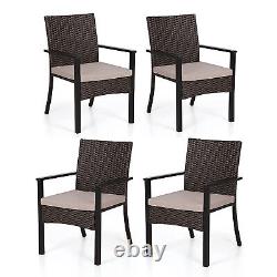 4 Piece Set Garden Patio Furniture Outdoor Rattan Effect Wicker Chairs withCushion