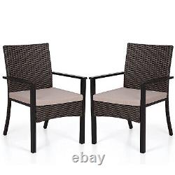 4 Piece Set Garden Patio Furniture Outdoor Rattan Effect Wicker Chairs withCushion