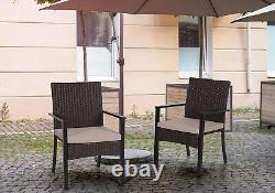 4 Piece Set Garden Patio Furniture Outdoor Rattan Effect Wicker Chairs withCushion