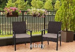 4 Piece Set Garden Patio Furniture Outdoor Rattan Effect Wicker Chairs withCushion