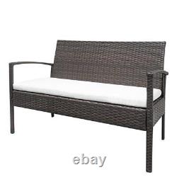 4 Piece Wicker Rattan Garden Furniture Table Chair Bistro Outdoor Patio Sofa Set