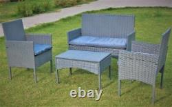4 Pieces Rattan Garden Furniture Set Outdoor Sofa Chairs Table Patio Wicker Set