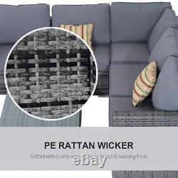 4 Pieces Rattan Sofa Set Chair Coffee Table Garden Wicker Patio Furniture Grey