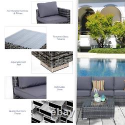 4 Pieces Rattan Sofa Set Chair Coffee Table Garden Wicker Patio Furniture Grey