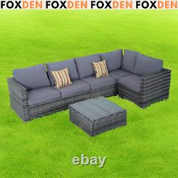 4 Pieces Rattan Sofa Set Chair Coffee Table Garden Wicker Patio Furniture Grey