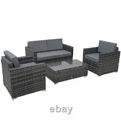4 Pieces Rattan Sofa Set Chair Seat Patio Furniture Wicker Steel Grey Garden