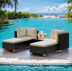 4 Seater Corner Sofa Rattan Garden Furniture L-Shape Indoor Outdoor Patio Set