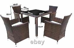 4 Seater Dining Set Rattan Garden Furniture Seats and Table Set Patio Dining Set