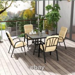 4 Seater Garden Furniture Set Cushion Chairs Dining Table Outdoor Metal Patio