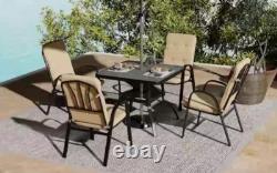 4 Seater Garden Furniture Set Cushion Chairs Dining Table Outdoor Metal Patio