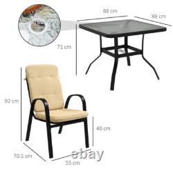 4 Seater Garden Furniture Set Cushion Chairs Dining Table Outdoor Metal Patio