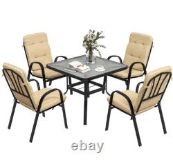 4 Seater Garden Furniture Set Cushion Chairs Dining Table Outdoor Metal Patio