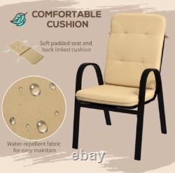 4 Seater Garden Furniture Set Cushion Chairs Dining Table Outdoor Metal Patio