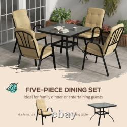 4 Seater Garden Furniture Set Cushion Chairs Dining Table Outdoor Metal Patio