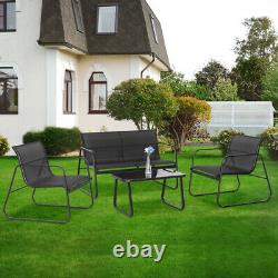 4 Seater Garden Furniture Set Outdoor Patio Glass Top Table and Chairs Set UK
