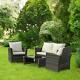 4 Seater Garden Furniture Set Rattan Sofa Patio Seat Armchairs Table Mix Grey Uk