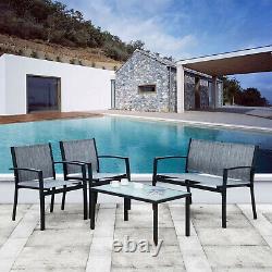 4 Seater Garden Furniture Set Sofa Chairs Rectangular Table Patio Outdoor Grey
