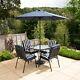 4 Seater Metal Dining Set Garden Furniture Outdoor Patio Navy Modern Seating