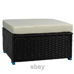 4-Seater Rattan Corner Patio Sofa Set Black Rattan Garden Furniture with Cushion