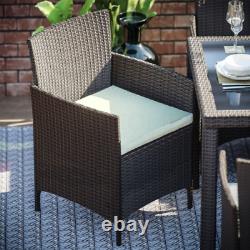 4 Seater Rattan Garden Dining Set Furniture Seating Table Patio Outdoor 5pc