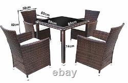 4 Seater Rattan Garden Dining Set Furniture Seating Table Patio Outdoor 5pc
