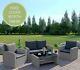 4 Seater Rattan Garden Furniture Light Grey Patio Sofa Set Armchairs Free Cover