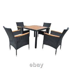 4 Seater Rattan Garden Furniture Set Dining Table Chair Stackable Cushions Patio