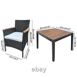 4 Seater Rattan Garden Furniture Set Dining Table Chair Stackable Cushions Patio