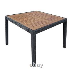 4 Seater Rattan Garden Furniture Set Dining Table Chair Stackable Cushions Patio