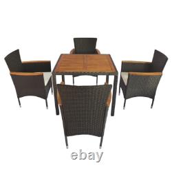 4 Seater Rattan Garden Furniture Set Dining Table Stackable Chairs Outdoor Patio