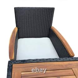 4 Seater Rattan Garden Furniture Set Dining Table Stackable Chairs Outdoor Patio