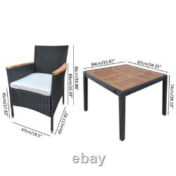 4 Seater Rattan Garden Furniture Set Dining Table Stackable Chairs Outdoor Patio