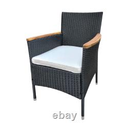 4 Seater Rattan Garden Furniture Set Dining Table Stackable Chairs Outdoor Patio