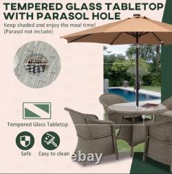 4 Seater Rattan Garden Furniture Set Round Table Outdoor Patio Seat Cushion
