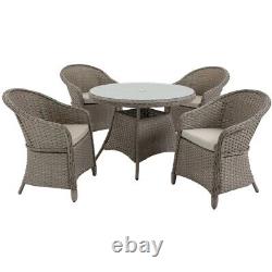 4 Seater Rattan Garden Furniture Set Round Table Outdoor Patio Seat Cushion