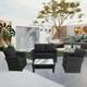 4 Seater Rattan Garden Furniture Set Sofa Chair Table Glass Outdoor Patio Wicker