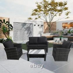 4 Seater Rattan Garden Furniture Set Sofa Chair Table Glass Outdoor Patio Wicker