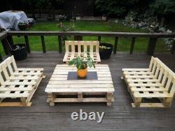 4 pc Wooden Indoor/Outdoor Rustic Patio Garden Pallet Furniture unpainted