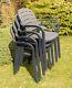 4 X Garden Patio Bistro Chairs Outdoor Coffee Chair Grey Plastic Furniture Set