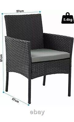 4PC Black Rattan Garden Furniture Patio Sofa Seating Table 4 Piece Set