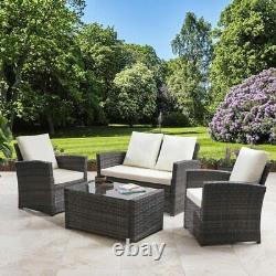 4PC Rattan Garden Furniture Set table Outdoor Furniture Chair Sofa Patio Rattan