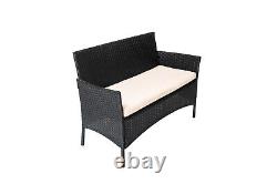 4PC Rattan Garden Patio Furniture Set Outdoor 2 Chairs 1 Sofa & Coffee Table Set