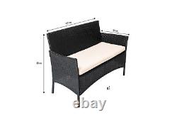 4PC Rattan Garden Patio Furniture Set Outdoor 2 Chairs 1 Sofa & Coffee Table Set
