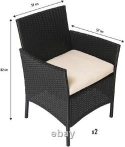 4PC Rattan Garden Patio Furniture Set Outdoor 2 Chairs 1Sofa &Coffee Table Black