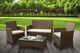 4pc Rattan Garden Patio Furniture Set Outdoor In Brown Chair Sofa Coffee Table