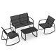 4pcs Garden Furniture Set Patio Rocking Chairs Loveseat With Glass-top Table