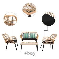 4Pcs Rattan Garden Furniture Set Chairs Table Outdoor Patio Wicker Conservatory