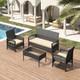 4pcs Rattan Garden Furniture Set, Patio Rattan Furniture Sofa With 2 Armchairs