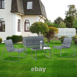 4Seater Garden Furniture Set Outdoor Patio Glass Top Table and Rattan Chairs Set